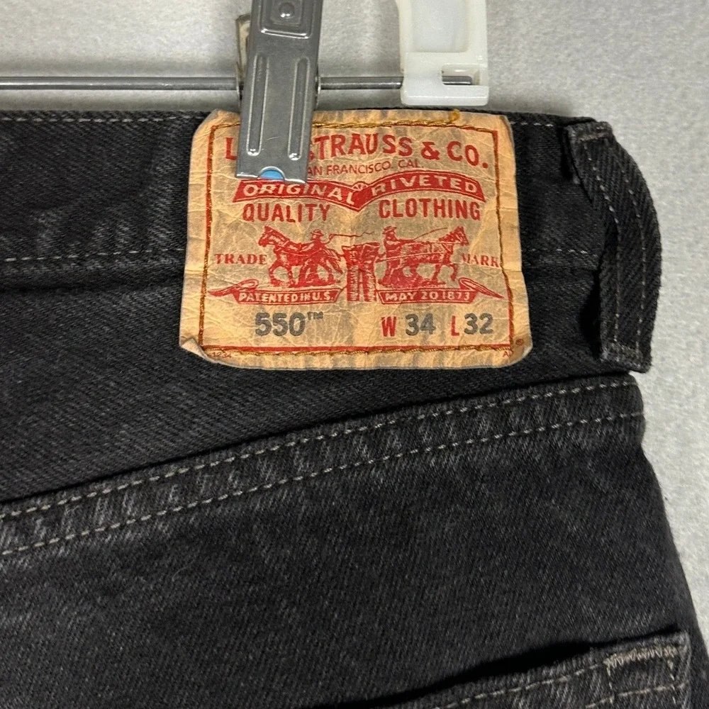 Levis 550 Jeans Mens 34X32 Black Relaxed Fit Tapered Leg Red Tab Denim Pants